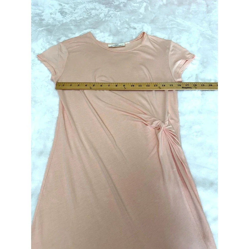 LOGG H&M Women Blush Pink Twist Front Midi Dress Short Sleeve Stretch Knit Sz S